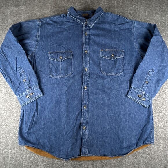 St John's Bay Denim Fleece Lined Shirt Mens Sz 3XL Outdoor Work Shacket Vintage - Picture 1 of 7